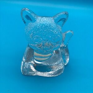 Vintage PartyLite Happy Cat Glass Tealight Holder- Retired